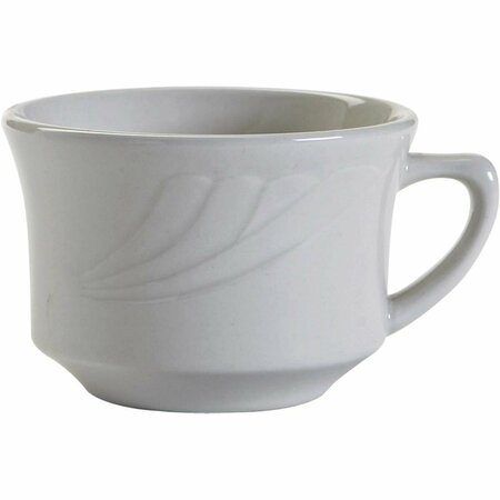 TUXTON CHINA Sonoma 3.63 in. Embossed Plate Short Cup - Porcelain White - 3 Dozen YPF-0752